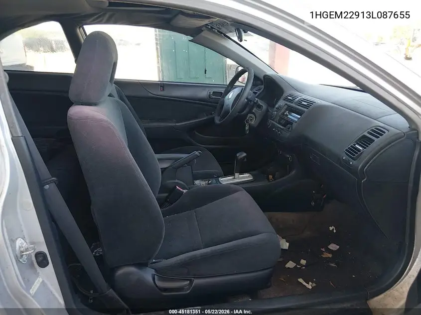 2003 Honda Civic Ex VIN: 1HGEM22913L087655 Lot: 45181351