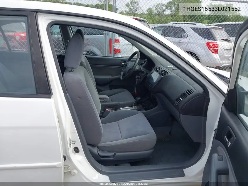 2003 Honda Civic Lx VIN: 1HGES16533L021552 Lot: 45245879
