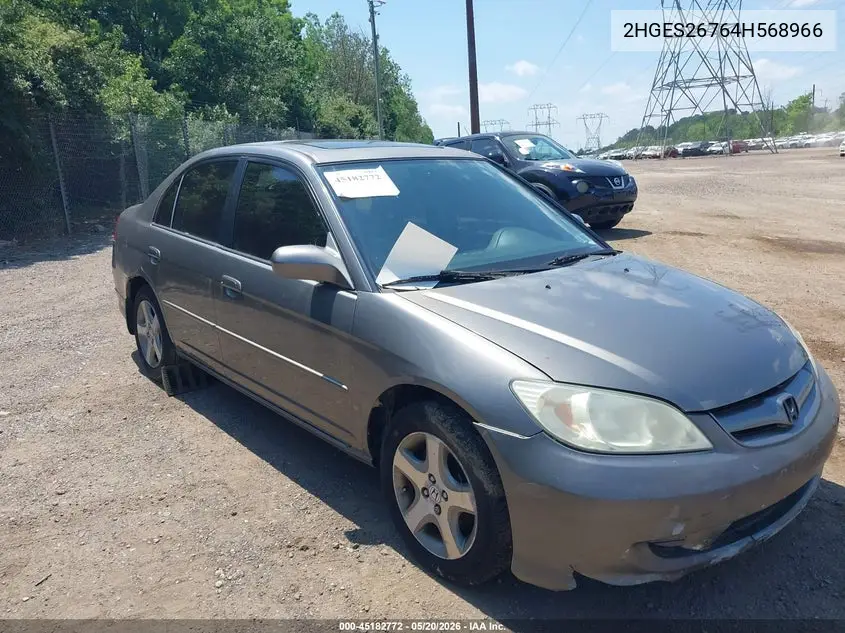 2004 Honda Civic Ex VIN: 2HGES26764H568966 Lot: 45182772