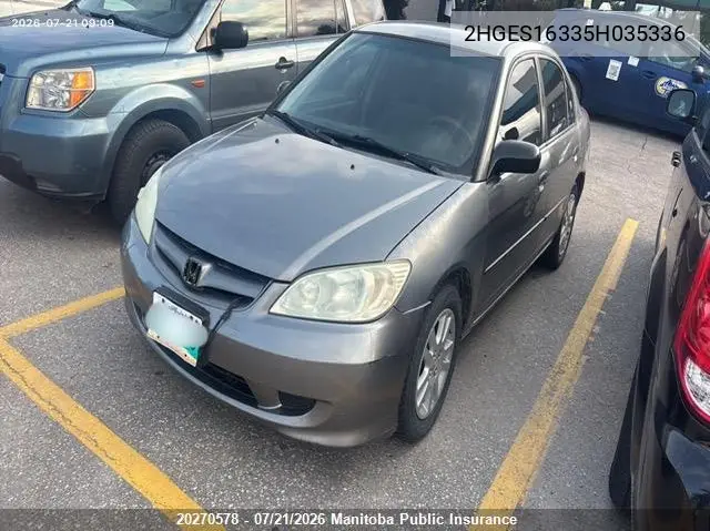 2005 Honda Civic Ex VIN: 2HGES16335H035336 Lot: 20270578