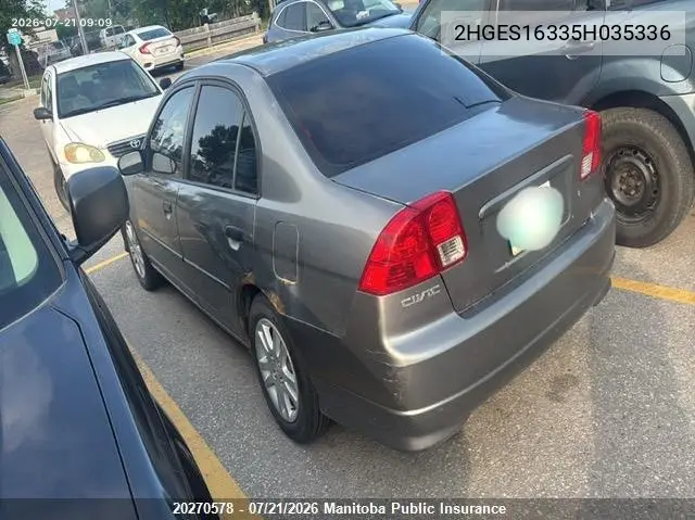 2005 Honda Civic Ex VIN: 2HGES16335H035336 Lot: 20270578