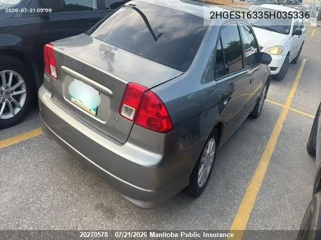 2005 Honda Civic Ex VIN: 2HGES16335H035336 Lot: 20270578