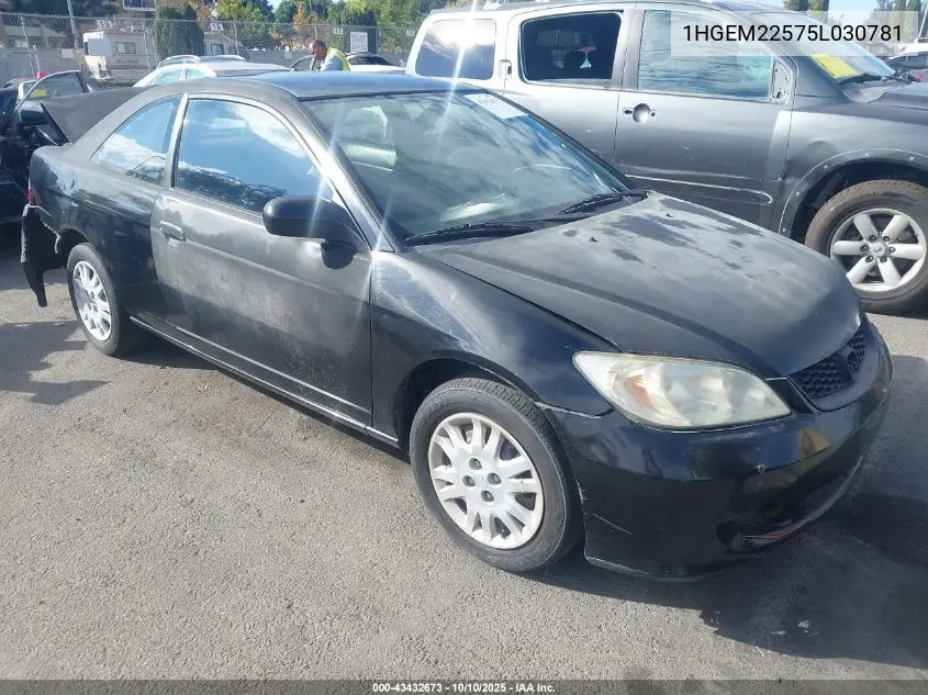 1HGEM22575L030781 2005 Honda Civic Lx
