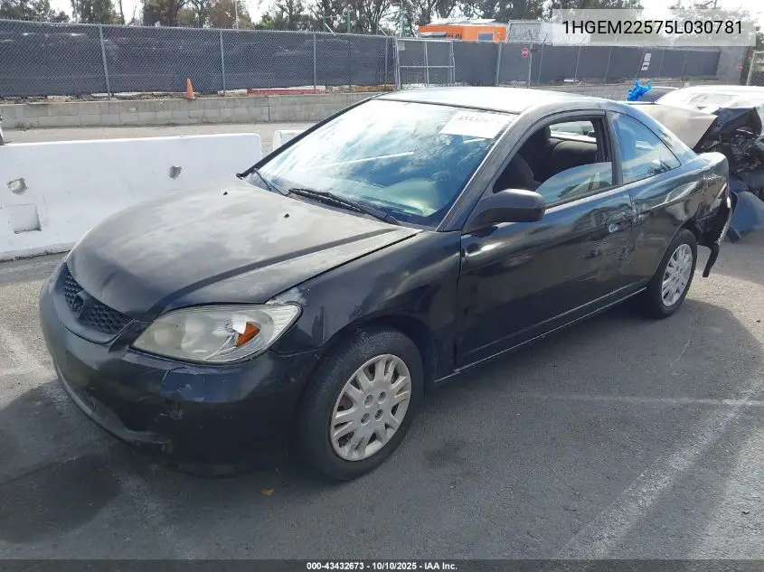1HGEM22575L030781 2005 Honda Civic Lx