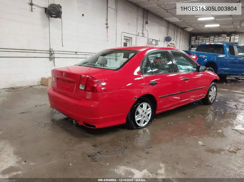 1HGES16305L003804 2005 Honda Civic Vp