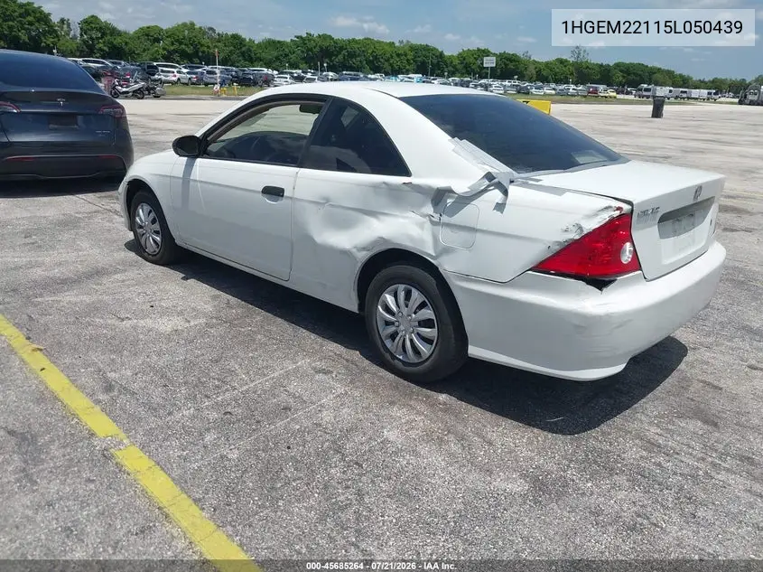 2005 Honda Civic Vp VIN: 1HGEM22115L050439 Lot: 45685264