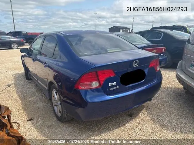 2006 Honda Civic Ex VIN: 2HGFA16856H024293 Lot: 20265486