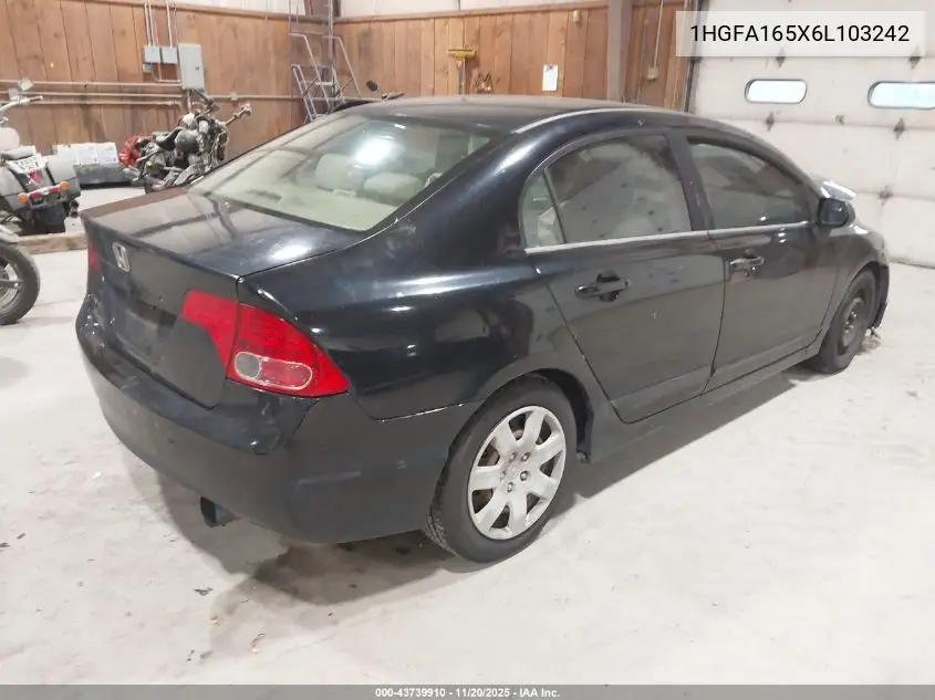 1HGFA165X6L103242 2006 Honda Civic Lx
