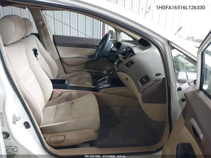 2006 Honda Civic Lx VIN: 1HGFA16516L126330 Lot: 45574952