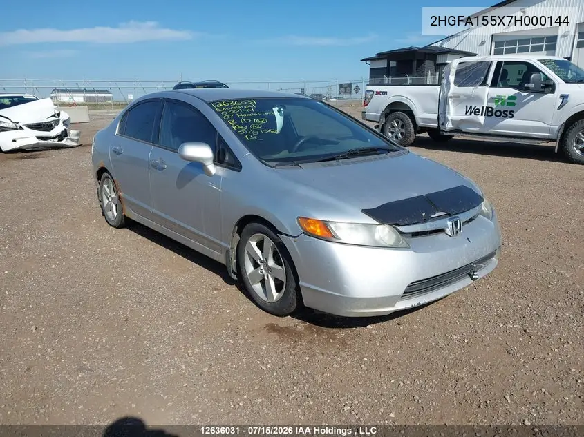 2007 Honda Civic Lx VIN: 2HGFA155X7H000144 Lot: 12636031