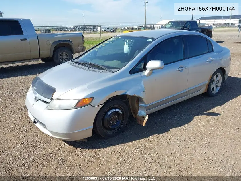 2007 Honda Civic Lx VIN: 2HGFA155X7H000144 Lot: 12636031