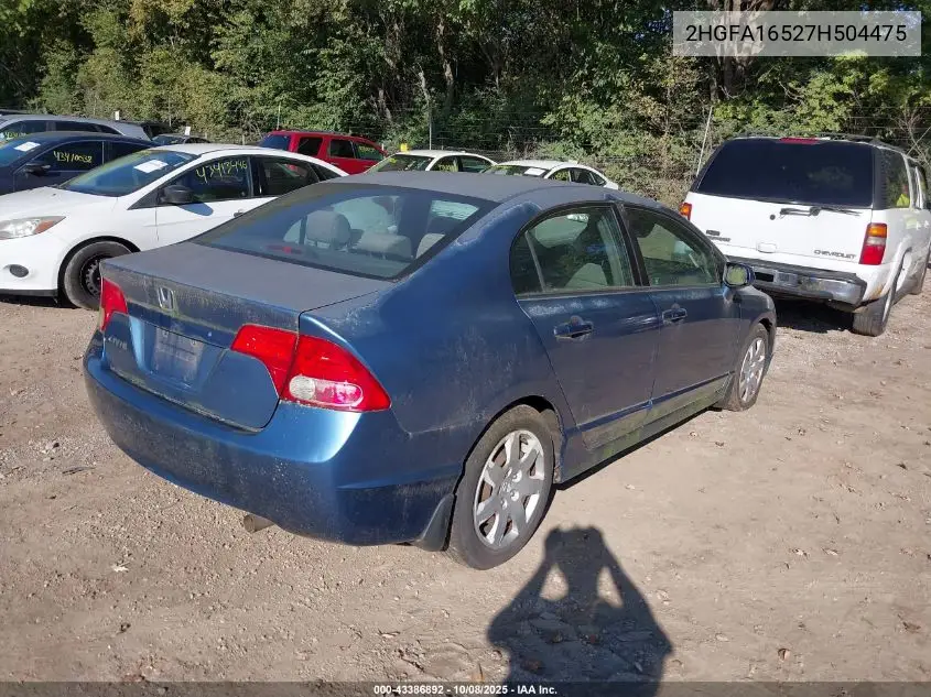 2HGFA16527H504475 2007 Honda Civic Lx