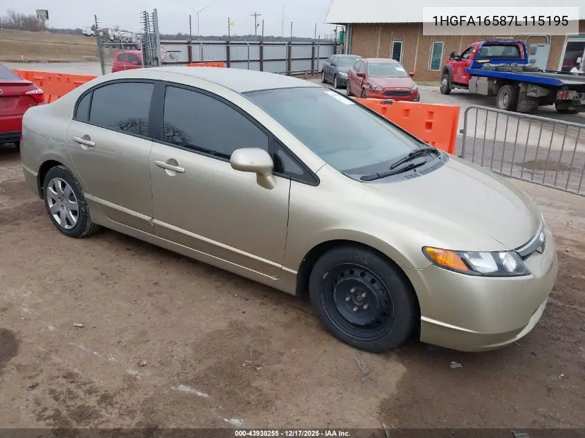 1HGFA16587L115195 2007 Honda Civic Lx