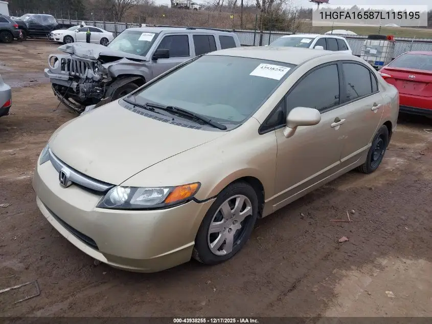 1HGFA16587L115195 2007 Honda Civic Lx