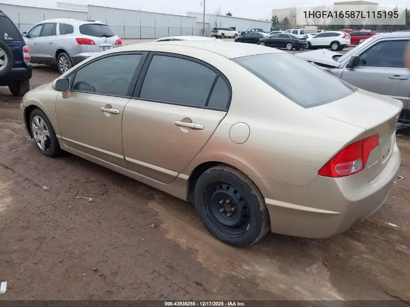 1HGFA16587L115195 2007 Honda Civic Lx