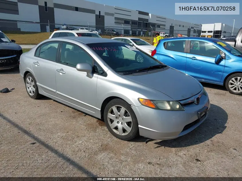 1HGFA165X7L070258 2007 Honda Civic Lx