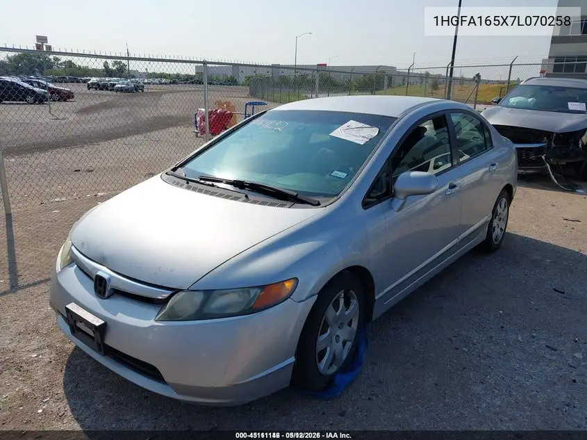 1HGFA165X7L070258 2007 Honda Civic Lx