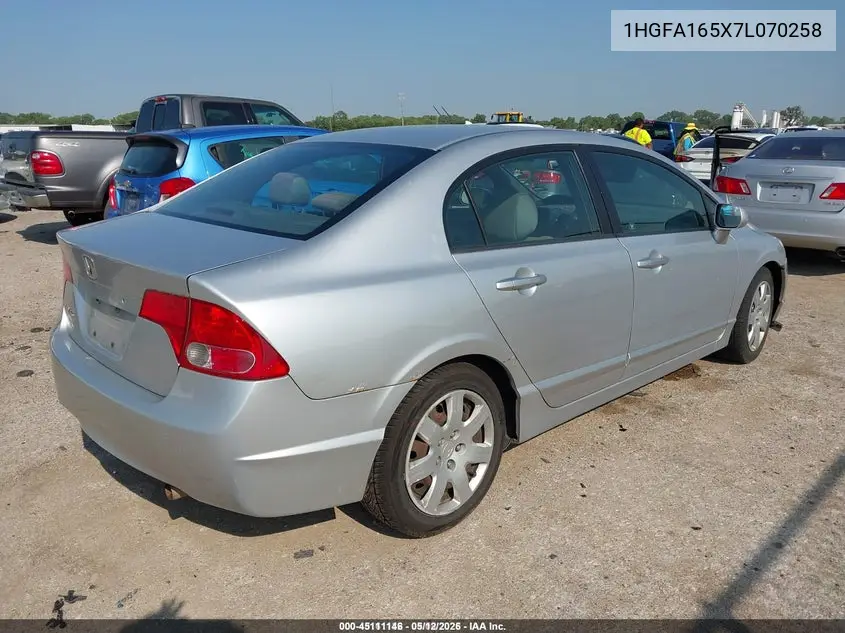 1HGFA165X7L070258 2007 Honda Civic Lx