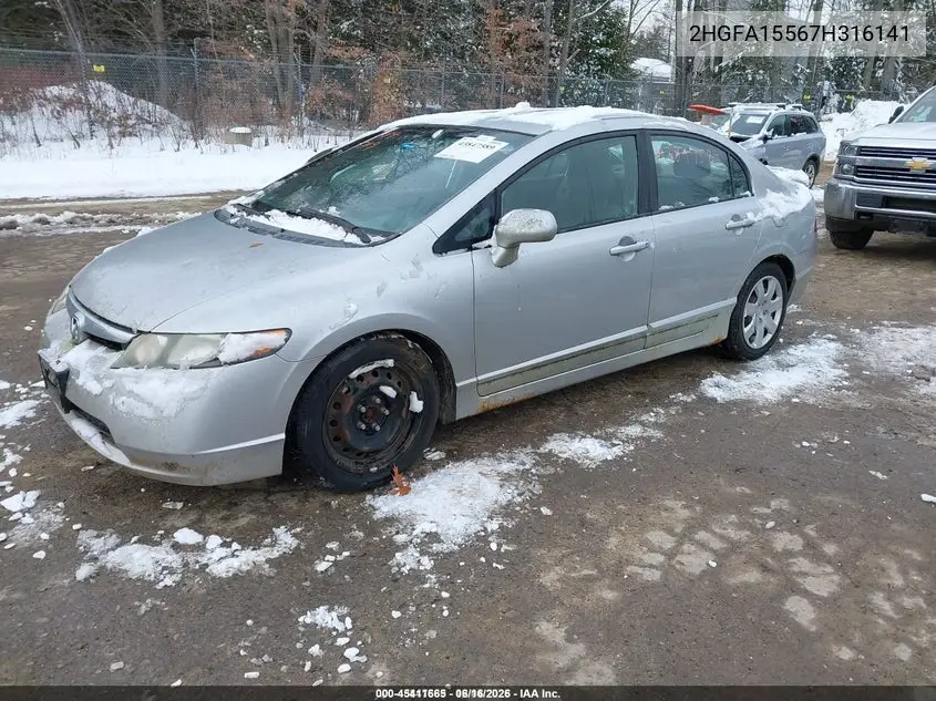 2HGFA15567H316141 2007 Honda Civic Lx