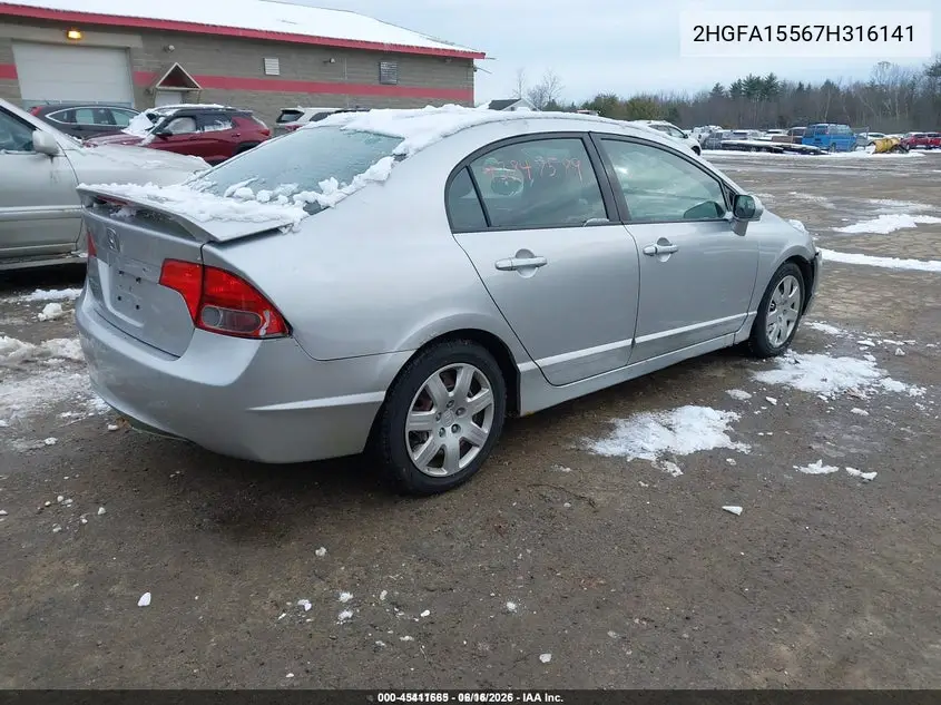 2HGFA15567H316141 2007 Honda Civic Lx