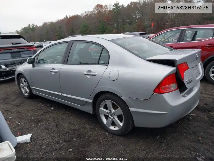 2HGFA16828H316275 2008 Honda Civic Ex