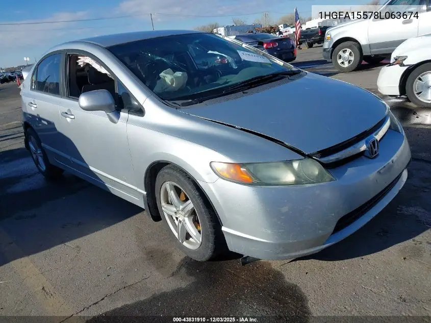 1HGFA15578L063674 2008 Honda Civic Lx