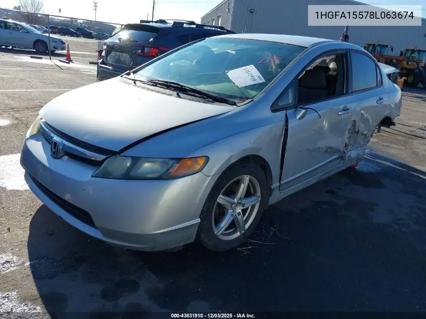 1HGFA15578L063674 2008 Honda Civic Lx