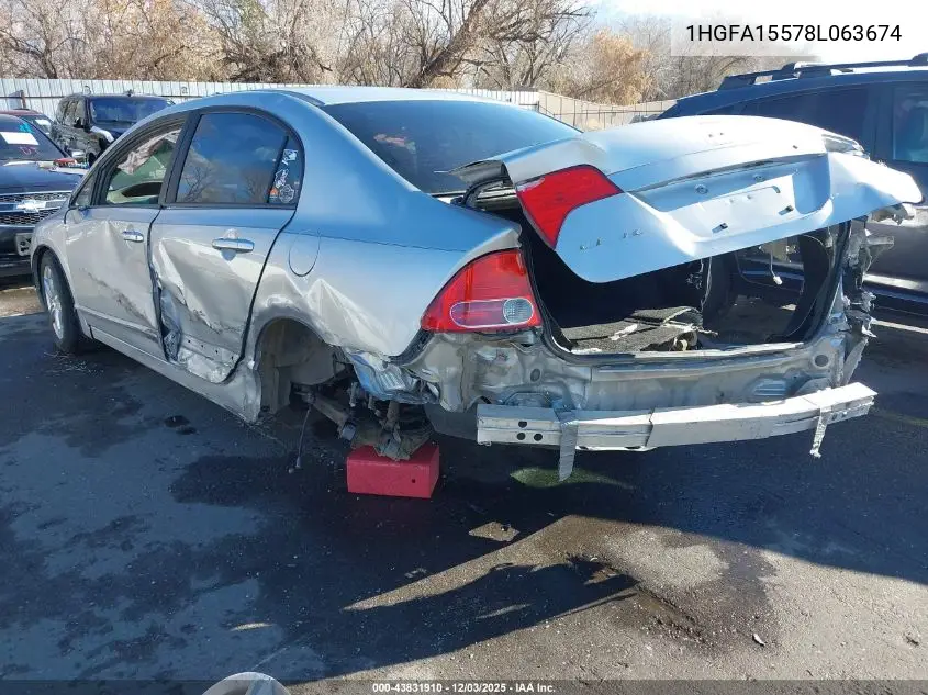 1HGFA15578L063674 2008 Honda Civic Lx