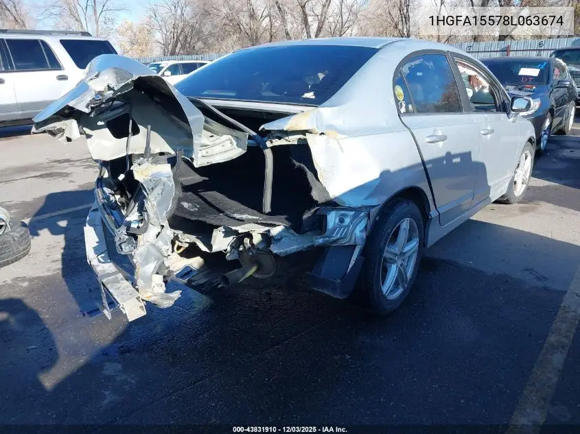 1HGFA15578L063674 2008 Honda Civic Lx