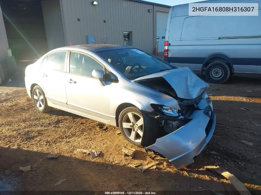 2HGFA16808H316307 2008 Honda Civic Ex