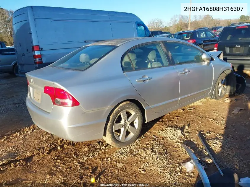 2HGFA16808H316307 2008 Honda Civic Ex