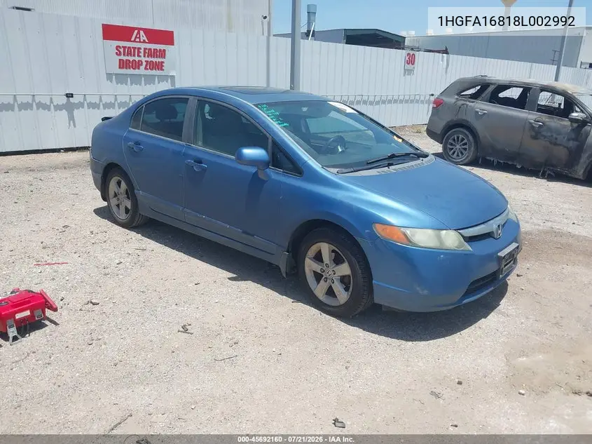 2008 Honda Civic Ex VIN: 1HGFA16818L002992 Lot: 45692160