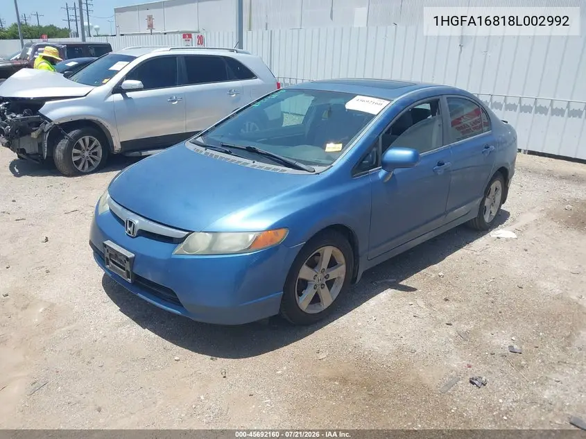 2008 Honda Civic Ex VIN: 1HGFA16818L002992 Lot: 45692160