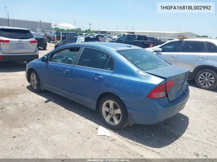 2008 Honda Civic Ex VIN: 1HGFA16818L002992 Lot: 45692160