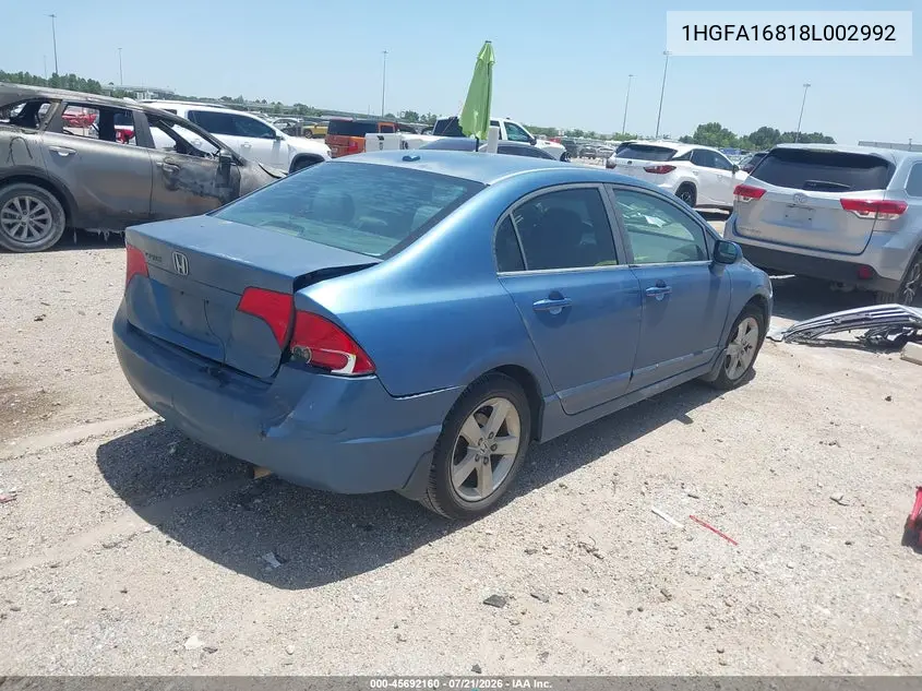 2008 Honda Civic Ex VIN: 1HGFA16818L002992 Lot: 45692160