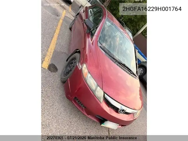 2009 Honda Civic Dx VIN: 2HGFA16229H001764 Lot: 20270365