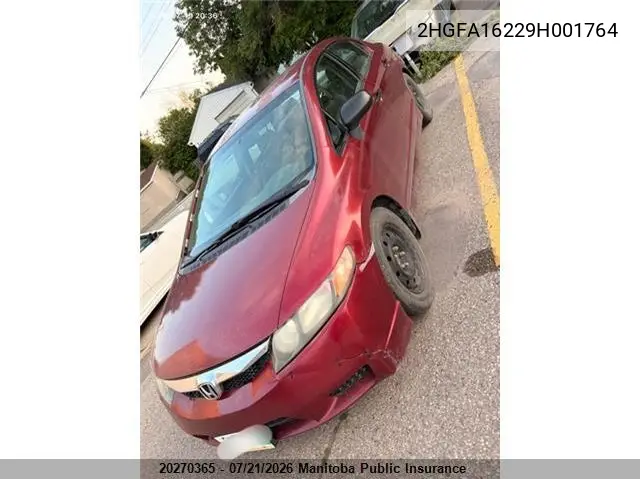 2009 Honda Civic Dx VIN: 2HGFA16229H001764 Lot: 20270365