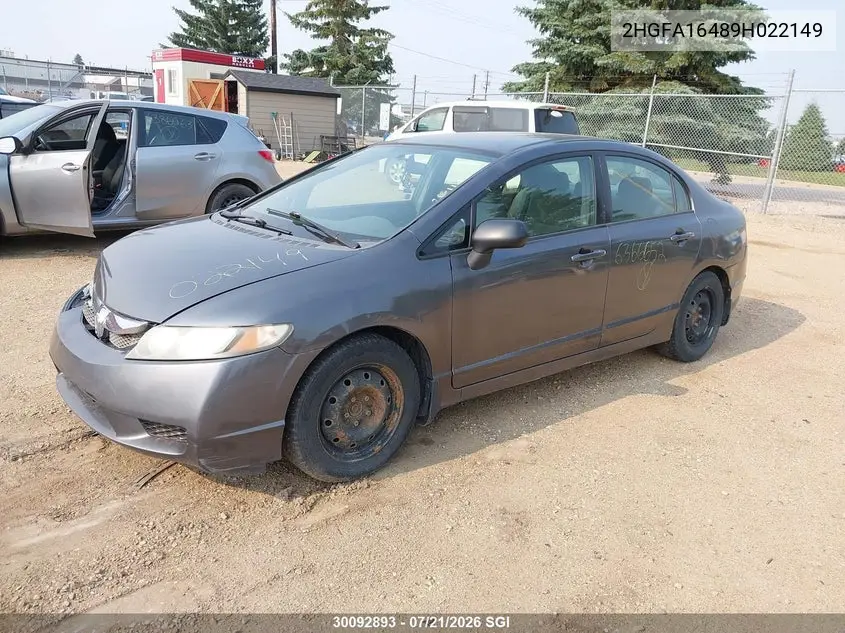 2009 Honda Civic Dx-G VIN: 2HGFA16489H022149 Lot: 30092893