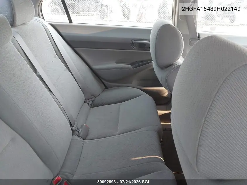 2009 Honda Civic Dx-G VIN: 2HGFA16489H022149 Lot: 30092893