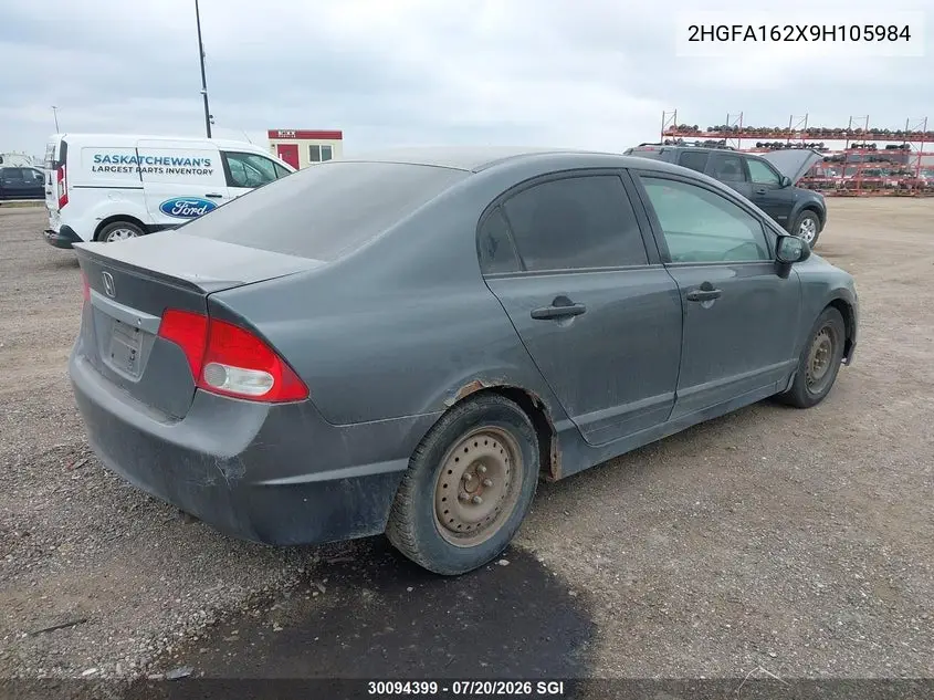 2009 Honda Civic Dx VIN: 2HGFA162X9H105984 Lot: 30094399