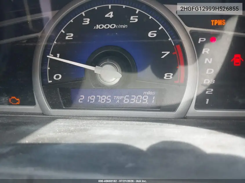 2009 Honda Civic Ex-L VIN: 2HGFG12999H526855 Lot: 45688182