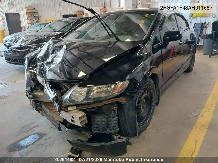 2010 Honda Civic Dx VIN: 2HGFA1F48AH011687 Lot: 20261482