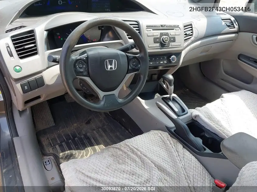 2012 Honda Civic Lx VIN: 2HGFB2F43CH053416 Lot: 30093870