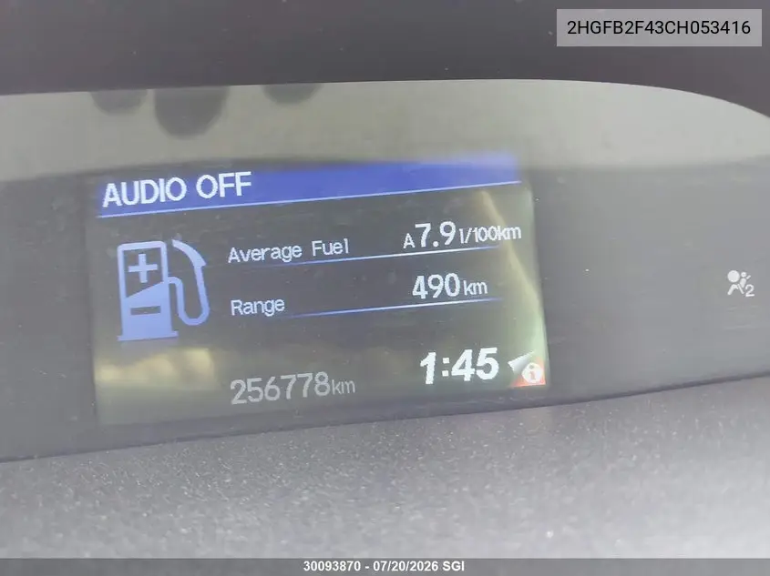 2012 Honda Civic Lx VIN: 2HGFB2F43CH053416 Lot: 30093870