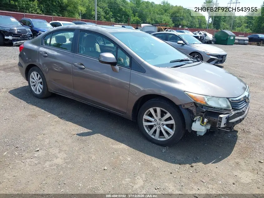 2012 Honda Civic Ex-L VIN: 2HGFB2F92CH543955 Lot: 45615102