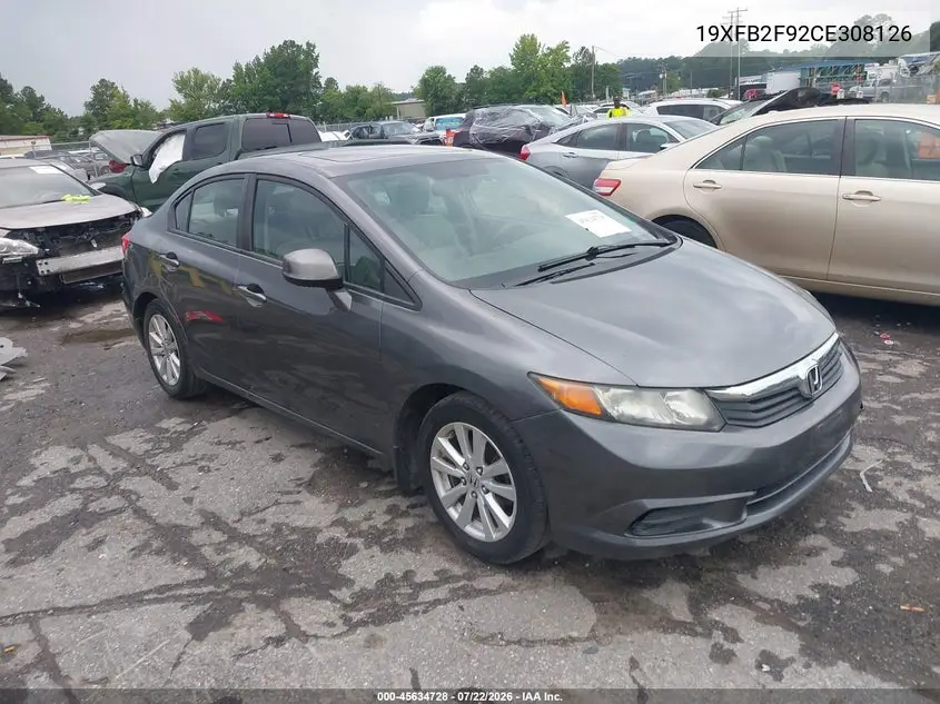 2012 Honda Civic Ex-L VIN: 19XFB2F92CE308126 Lot: 45634728