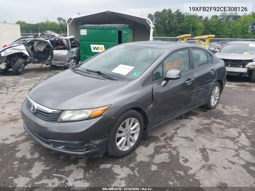 2012 Honda Civic Ex-L VIN: 19XFB2F92CE308126 Lot: 45634728