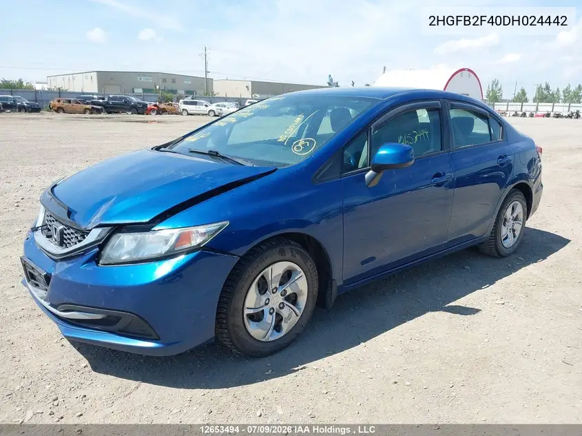 2013 Honda Civic Lx VIN: 2HGFB2F40DH024442 Lot: 12653494X