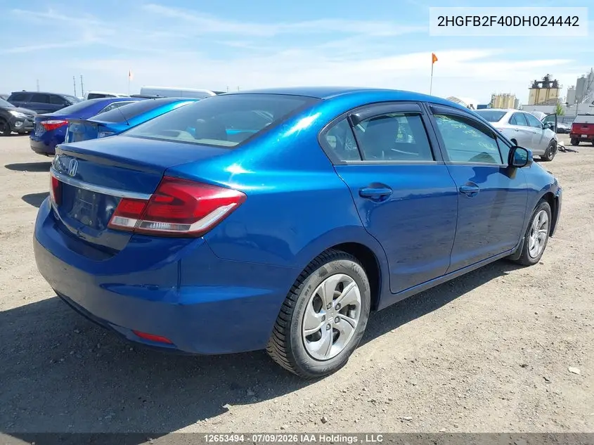 2013 Honda Civic Lx VIN: 2HGFB2F40DH024442 Lot: 12653494X