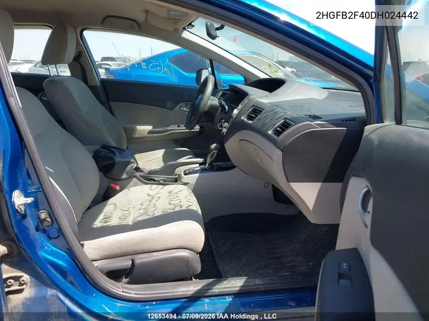 2013 Honda Civic Lx VIN: 2HGFB2F40DH024442 Lot: 12653494X